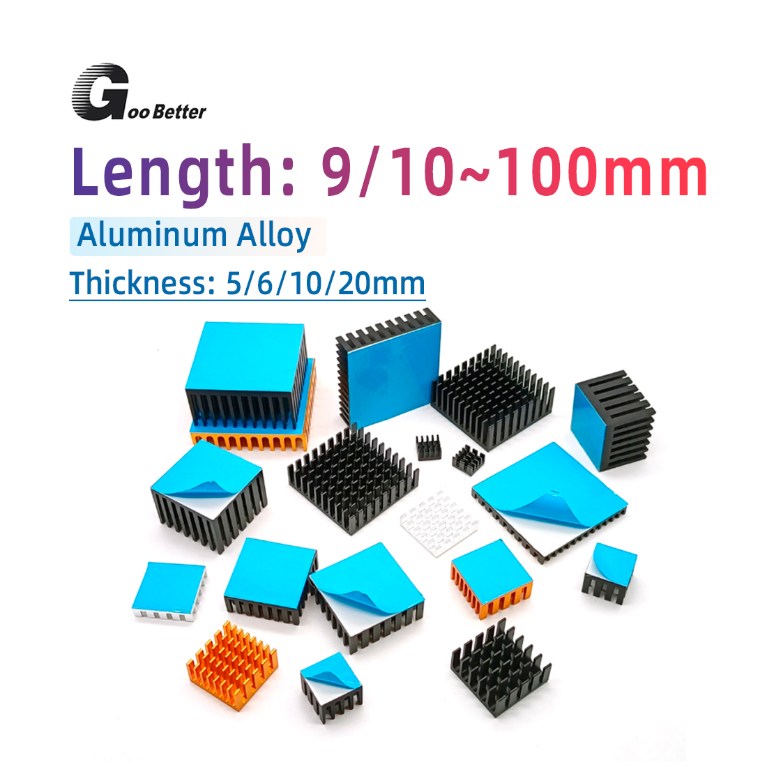 Heatsink - ฮีทซิงค์อะลูมิเนียม แผ่นระบายความร้อนสำหรับชิปอิเล็กทรอนิกส์ พร้อมเทปนำความร้อน