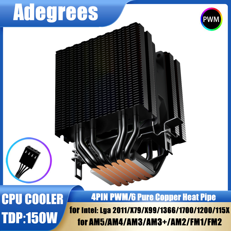 Cpu Cooler - ชุดระบายความร้อนซีพียูแบบใช้ลม 6 ฮีทไปป์ 4 พิน PWM
